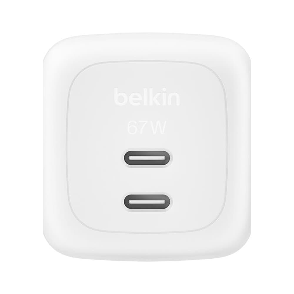 Belkin BoostCharge 67W Dual USB-C PD Wall Charger with PPS - White