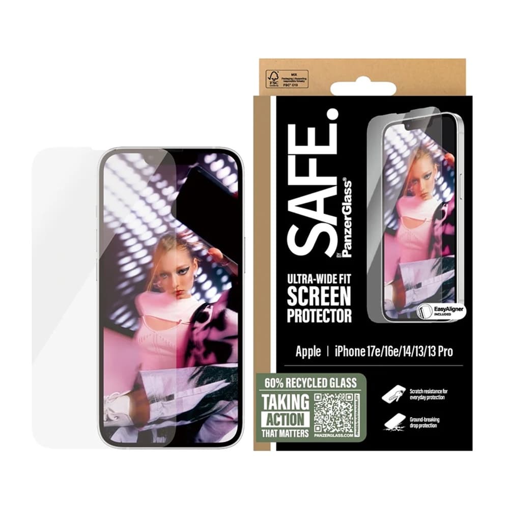 Panzerglass SAFE Ultra Wide Screenprotector - iPhone 13 / 13 Pro / 14 / 16e / 17e