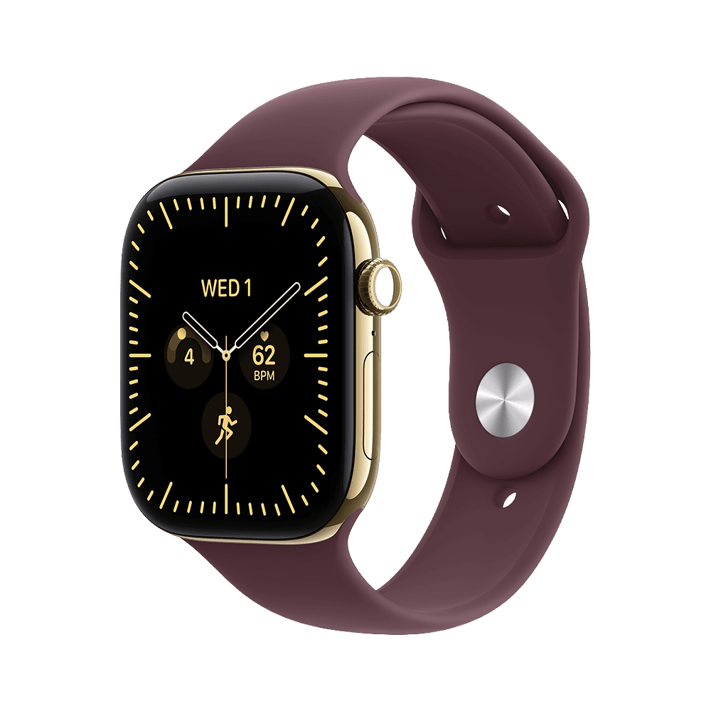 Apple Watch S12 Cellular - 46mm - Radiant Gold Titanium - Burgundy Sport Band - M/L