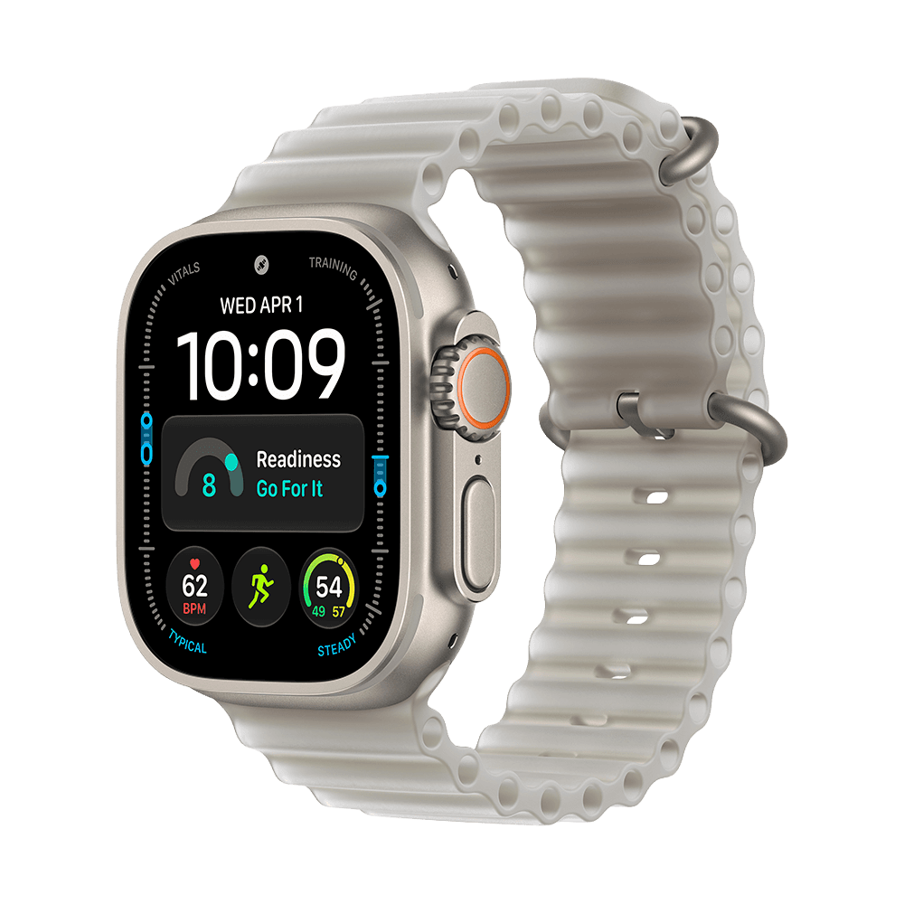 Apple Watch Ultra 4 - 49mm - Natural Titanium - Translucent Gray Ocean Band