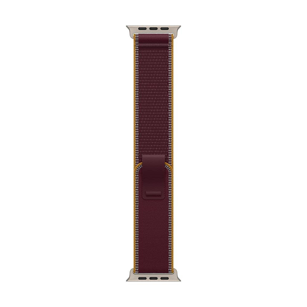 Apple Watch Strap 49mm - Natural Titanium Finish - Burgundy - Trail Loop - S/M
