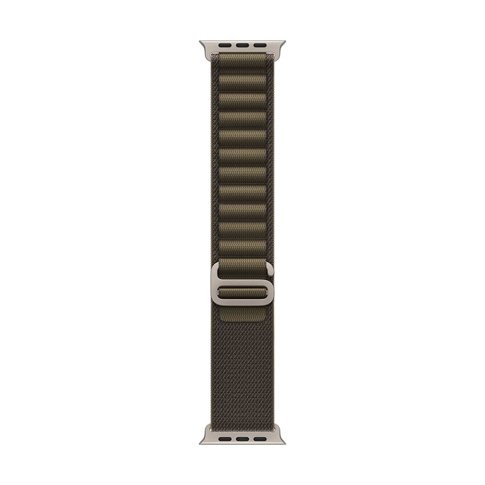 Apple Watch Strap 49mm - Natural Titanium Finish - Dark Olive - Alpine Loop - L