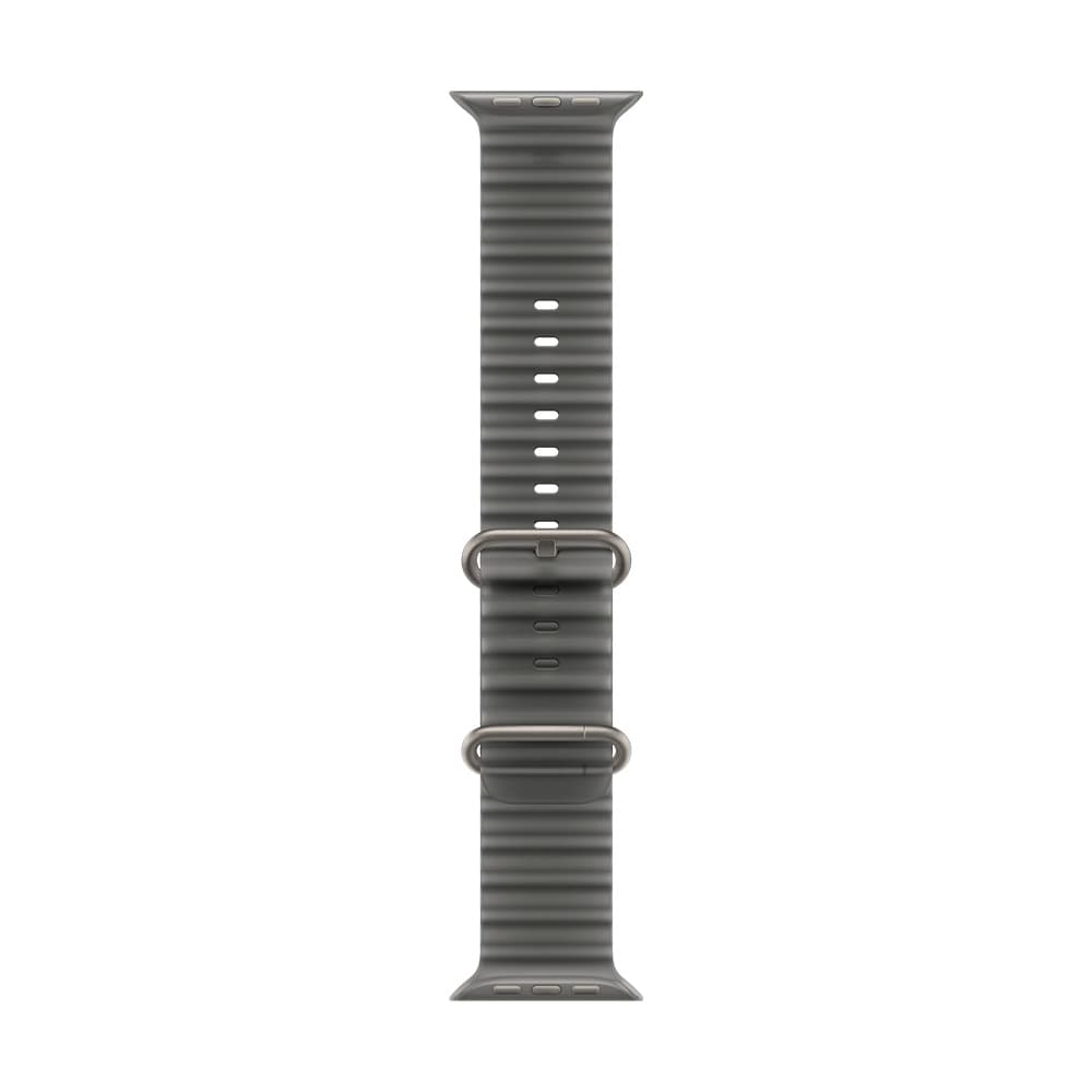 Apple Watch Strap 49mm - Natural Titanium Finish - Translucent Black - Ocean Band - Extension