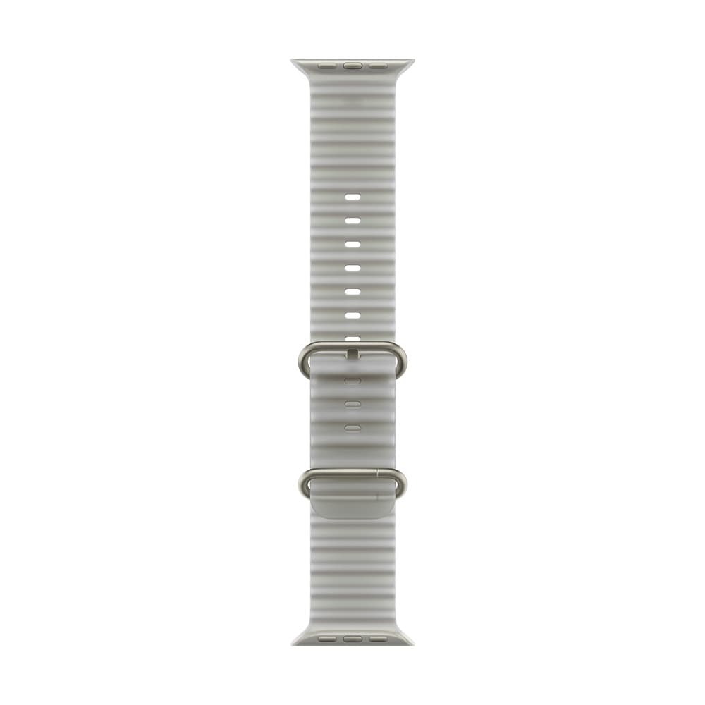 Apple Watch Strap 49mm - Natural Titanium Finish - Translucent Gray - Ocean Band