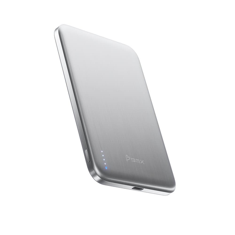 BMX SolidSafe Air Titanium Powerbank - Qi2 - Semi Solid State - 5000 mAh - Silver