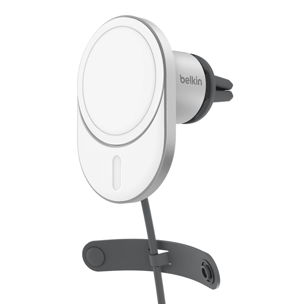 Belkin Magnetic Wireless Car Vent Mount + Car Charger - Qi2 15W - White%